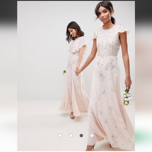 ASOS DESIGN Petite embellished flutter sleeve maxi dress - Picture 3 of 4
